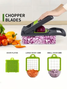 1 Máy Cắt Rau Củ Đa Năng, Dụng Cụ Cắt Thái, Băm Hạt, Gọt Vỏ Khoai Tây, Bào Tử Cà Rốt, Củ Cải, Hành Tây, Trái Cây, Lưỡi Dao Bằng Thép Không Gỉ, Dụng Cụ Nhà Bếp Cắt Nhanh, Dễ Vệ Sinh - Nhiều màu - Xem 4