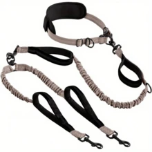 Hands-Free 2-In-1 Pet Leash, Reflective Elastic Pet Leash, Outdoor Sports Running Dog Leash - Retractable, Thickened Foam Handle, Anti-Pull Pet Leash - Multicolor - View 2