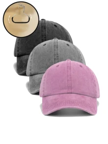 3pcs Unisex Outdoor Casual Fashion Adjustable Size Solid Color Retro Baseball Cap, Suitable For Daily Wear - A - View 10
