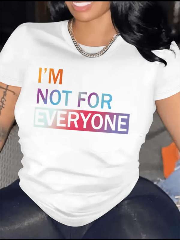 1pscWomen's Y2K Retro - Letter Chart Print T-Shirt - Casual Short Sleeve Round Neck Top With - Alphabet, Medium-Stretch Fabric Suitable For - Wear & Themed Events (Machine Washable)100%Cotton