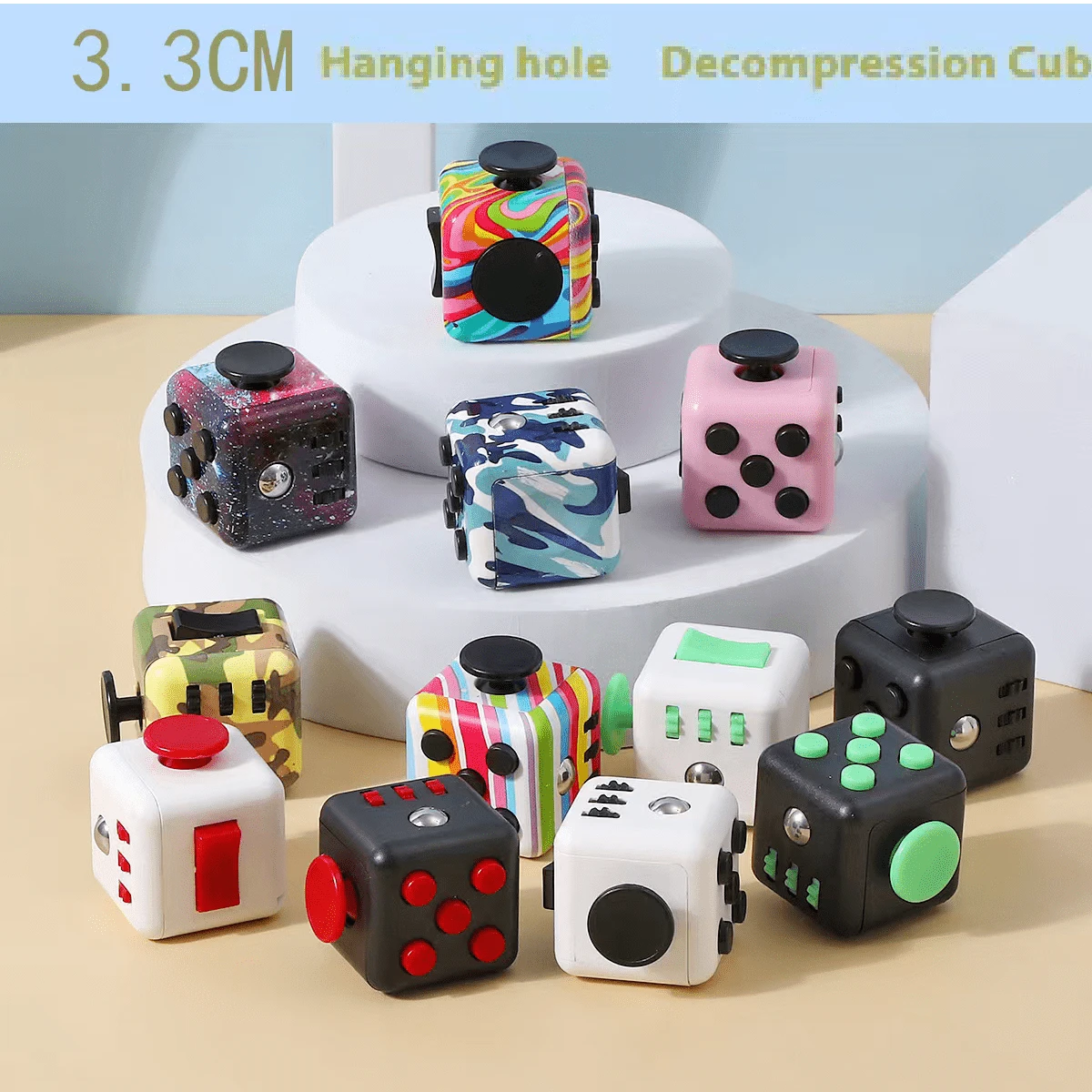Unique Stress Relief Magic Cube Dice High-Tech Multi-Function Stress Relief Gadget Hexagonal Magic Cube Fidget Toy - Multicolor - View 1