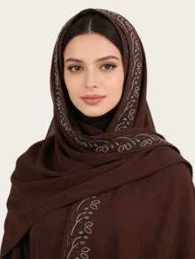 Khăn choàng voan đính đá, thích hợp để sử dụng hàng ngày. - Khăn choàng dài bằng chiffon đính đá nhiều màu sắc - Xem 1