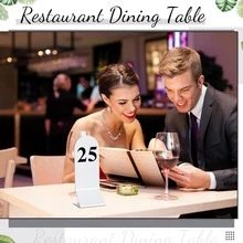 2.36*6.3 英寸（白色）亚克力双面号码牌，带黑色支架，适用于婚礼、餐厅、咖啡厅派对等场合。 - 查看 7