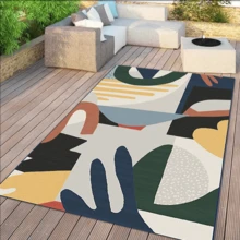 1pc Rug, Carpet, Area Rug, Doormat, Nordic Modern Luxury Creative INS Style - Beautiful Colorful Leaf Pattern Geometric Elements - Outdoor Carpet, Entryway, Balcony, Hallway, Outdoor, Patio, Living Room Etc., All Season Soft Machine Washable Carpet Mat, Home Decor - Multicolor - View 8