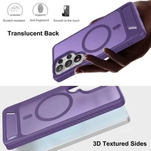 Magnetic For Samsung Galaxy S26Ultra/S26Plus/S26/S25Ultra/S25Plus/S25 Case, Built-In Stand, Compatible With Magsafe, Matte Translucent Hard Back + TPU Bumper Phone Cover With Magnets For Galaxy - Purple - View 7