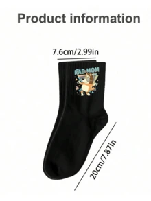 Bluey 1双卡通布鲁伊动漫印花袜子，可爱宾果狗可可锈松饼图案，休闲日常穿着，直筒袜，适合生日派对、摄影道具等场合。 - 多色 - 查看 4