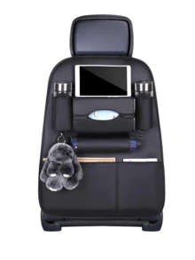 High Quality PU Leather Car Seat Back Storage Bag - Multifunctional Rear Seat Organizer Pouch: Car Travel Accessory Designed For Snacks, Toys And Electronics - A - View 9