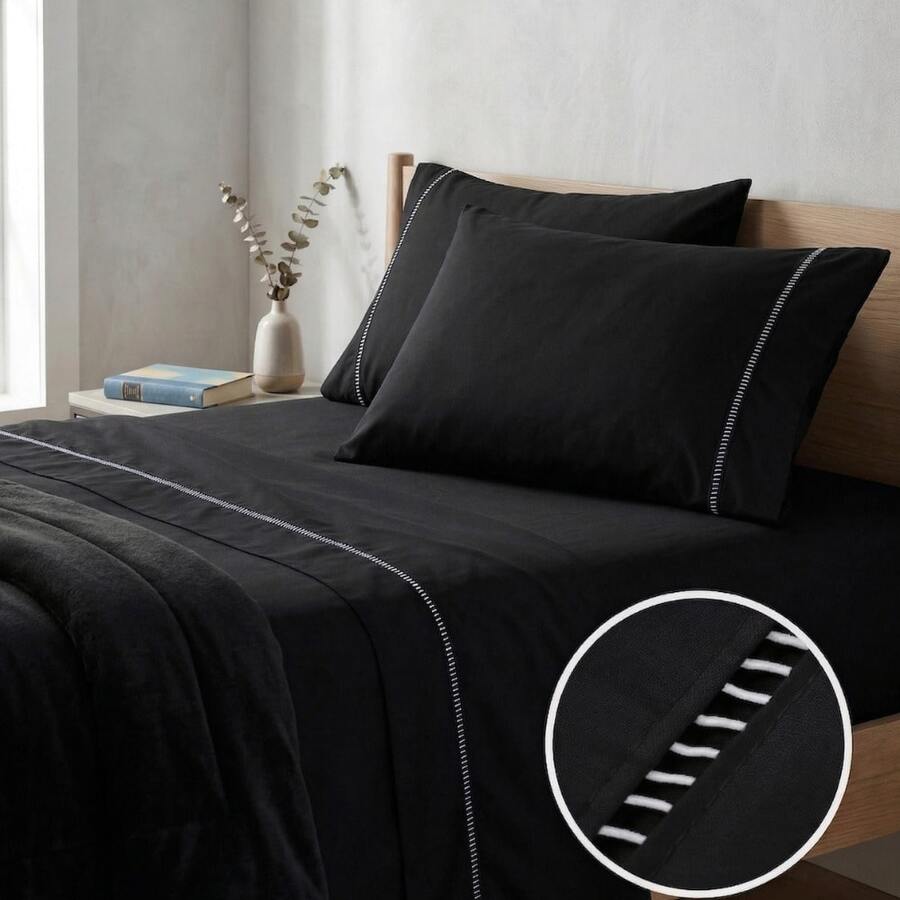 Jogo de Cama 400 Fios 3pçs com Lençol Ajustável e Fronhas Toque Suave Conforto Diário Solteiro Casal Queen King