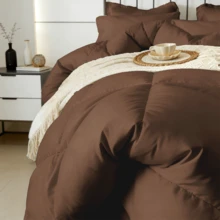 7-Pcs Or 5-Pcs Soft And Breathable Checkered Comforter Sets Queen, As A Family Gift. Includes Fitted Sheet, Flat Sheet, Pillowcase And Comforter, Bed In A Bag, A Luxurious Bedding Set, Machine Washable - Dark Brown - View 2