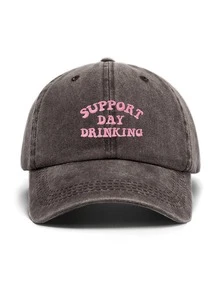 1pc Women's "Support Daily Drink" Embroidered Soft Baseball Cap, Adjustable Size, Breathable Sun Protection, Holiday Gift, Suitable For Outdoor Sports, Camping, Travel, Beach Vacation,Summer,Hat,Festival - B - View 7