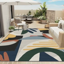1pc Rug, Carpet, Area Rug, Doormat, Nordic Modern Luxury Creative INS Style - Beautiful Colorful Leaf Pattern Geometric Elements - Outdoor Carpet, Entryway, Balcony, Hallway, Outdoor, Patio, Living Room Etc., All Season Soft Machine Washable Carpet Mat, Home Decor - Multicolor - View 5
