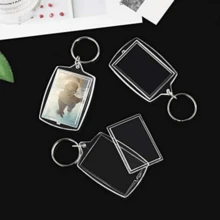 5/30 piezas Llavero con marco de foto de acrílico, pegatina de cabeza grande, inserto de foto, soporte de foto, colgante de anillo de llave rectangular, para decoración colgante DIY de marco de foto de doble cara - Multicolor - Ver 13