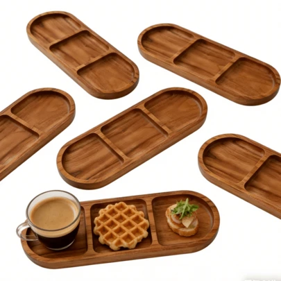Bộ 3 khay gỗ đàn hương chia ngăn - Khay đựng phô mai và món khai vị, khay phục vụ nhà bếp bằng gỗ đa năng, đĩa tráng miệng, đĩa ăn nhẹ, đĩa kẹo, đĩa ăn tối, đĩa rau, khay gỗ trưng bày thực phẩm, trang trí nhà cửa phong cách mộc mạc, trang trí phòng, phụ kiện phòng khách, đồ dùng nhà bếp