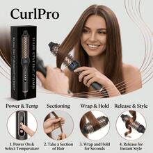 Bàn chải nhiệt tròn làm nóng nhanh 10 giây, máy tạo kiểu tóc ion để duỗi và uốn tóc, bàn chải nhiệt chuyên nghiệp có màn hình LCD. - màu đen - Xem 5