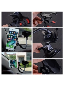 360° Rotatable Suction Cup Car Phone Holder - Flexible Gooseneck Dashboard Windshield Phone Mount Suitable For All Smartphones - A - View 3