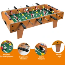 Crystals Wooden Tabletop Football Game For Kids – Portable Foosball Game With Score Sliders & 2 Balls - Brown - View 3