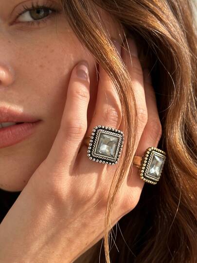 1 pieza Anillo abierto de aleación geométrico minimalista y elegante, accesorio versátil para mujeres