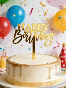 1个生日快乐亚克力蛋糕装饰插牌，适用于生日庆祝活动，装饰生日蛋糕和纸杯蛋糕 - styleK - 查看 6