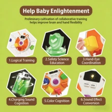Juguete educativo de tablero ocupado para bebés, juguete de simulación de enchufes - Amarillo - Ver 6