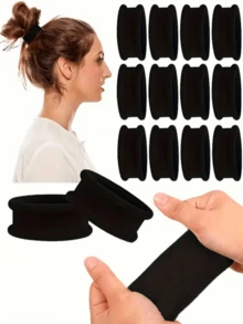 Elásticos de cabelo pretos elegantes - Elásticos grossos e sem costura, macios, confortáveis e antiderrapantes. Acessórios de cabelo em cor clássica, adequados para diversos penteados, perfeitos para o dia a dia, para a volta às aulas e para as festas de fim de ano. Prendedores de rabo de cavalo, elásticos de cabelo, prendedores de cabelo, cordas elásticas para cabelo. - Preto - Ver 7