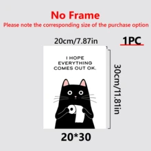 1pc Canvas Wall Art With Frame, Cat Illustration Canvas Wall Art Print - "Wishing You All The Best" - Ink Painting Decor Art, Modern Retro Style, Suitable For Home, Office, Bathroom, Living Room, Bedroom, Framed Canvas Wall Art, Wall Art, Poster - Canvas (Frame Optional) - Cat - View 16