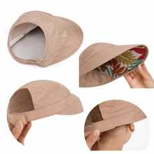 Bohemian Style Baseball Cap Design, Fashionable Wide Brim Ponytail Hat With Face Shield, Breathable, Suitable For Summer Outdoor Activities, Weddings, And Casual Wear, Party, Sun Protection Hat, Available In Three Colors - Màu Khaki - Xem 4