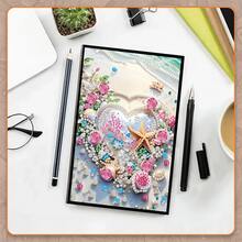 1 pieza Kit de cuaderno de pintura de diamantes, patrón de flor y corazón, artesanía hecha a mano - Material de piel de PU, adecuado para escribir, dibujar, tomar notas, regalo de Acción de Gracias - Multicolor - Ver 14