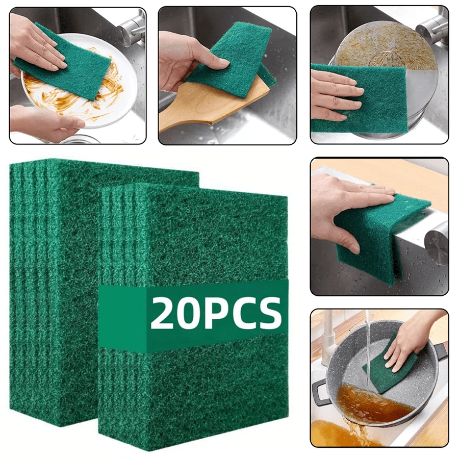 20/10片装厨房清洁垫 - 锅刷、抹布和百洁布 - 适用于清洁炉灶、抽油烟机、锅底和水槽 - 纤维清洁海绵、清洁用品和工具 - A - 查看 1