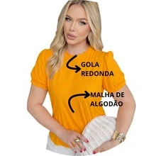 Plus Size Modern Women's Blouse With Puff Sleeve - Amarillo - Ver 2