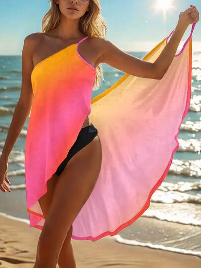 Women's Gradient Color Beach Dress, Lightweight Beach Cover-Up For Vacation Summer
