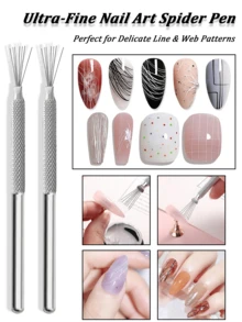 1/2/4/6支装 7针美甲勾线笔 美甲工具，条纹美甲绘图笔 银色不锈钢手柄 可弯曲针头 超细线条美甲刷，蜘蛛胶美甲工具 美甲线条绘制工具，美甲用品，美甲工具，美甲艺术工具，返校季，美甲，美甲工具（适用于贴片式美甲） - 彩色 - 查看 1
