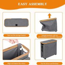 Bamboo Toilet Paper Storage Basket With Lid-Large Capacity Holds 12 Rolls, StylishBathroom Organizer With Wooden Slats AndgeMetal Frame, Gray Fabric-Like Exterior, Perfectfor Modern Bathrooms, Multipurpose Basket Natural Aesthetic Fabriclike Finish, ToiletPaper Storage Containers - Xem 6