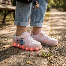 Disney Stitch Design Sneakers Girls - Cute Alien Casual Style Comfortable Fit Durable Tread Easy Wear (Toddler Sizes 6-10/Little Kids Sizes 11-12) - 粉色 - 查看 8