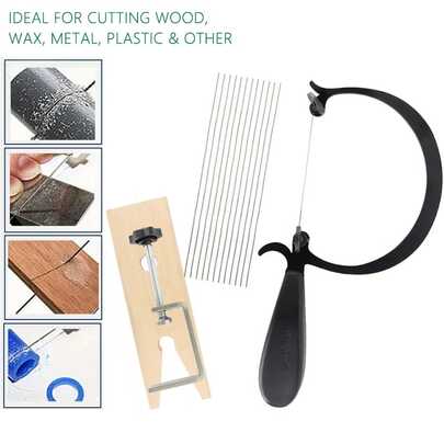 Adjustable U-Shaped Fretsaw - Jewelry Making Tool Set - Includes Saw Frame With Tensioning Nut, Wooden V-Groove Vise, Interchangeable Jewelry Piercing Saw Blades 1-3, Adjustable Cutting Tool - For Jewelry Polishing And Cutting