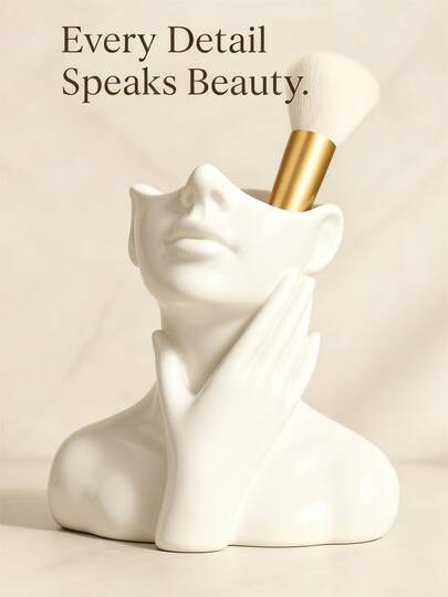 Hộp đựng cọ trang điểm 1 chiếc, thiết kế hình mặt người sáng tạo, hộp đựng mỹ phẩm trang trí, hộp đựng bút chì cho bàn trang điểm, hộp đựng đồ dùng phòng tắm thẩm mỹ, hộp đựng đa năng trên bàn làm việc để đựng dụng cụ trang điểm, bút, phụ kiện nhỏ, trang trí nhà cửa và phòng ký túc xá.