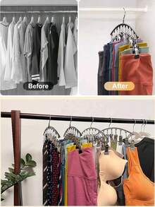 1Pc/2Pcs Clothes Hanger, Rotatable Hanging Rack, Space-Saving Curved Hanger For Yoga Pants And Leggings - Closet Organizer With 10 Clips, Pants Socks Hanger For Clothes Shops Valentine DAY, Valentines Wedding, Birthday - Multicolor - View 7