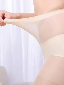 3双装女士超薄丝袜，夏季 - 杏色 - 查看 3