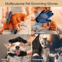 Upgraded Efficient Pet Hair Removal Set, Includes Grooming Glove, Massage Brush, Gentle Deshedding Brush Suitable For Long & Short Haired Dogs, Cats And Horses, Massage And Promote Blood Circulation - Easy To Use And Clean - Multicolor - View 10