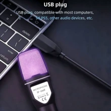 USB Condenser Cardioid Microphone With Custom RGB Light, AI Noise Reduction 48kHz/24bit Hi-Fi Sound Real-Time Monitor Plug And Play, Streaming Podcast Gaming ASMR Recording Mic For Laptop Desktop Computer - Black - View 4