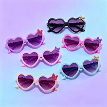 6pcs Cute Bowknot & Heart Shaped Kids Fashion Glasses, Girls Retro Decorative Photo Props - Multicolor - View 2