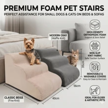 Cầu thang di động cho thú cưng - Bậc thang bằng xốp nhẹ cho giường/sofa của chó - Bề mặt chống trơn trượt, có thể giặt máy. - Nhiều màu - Xem 2