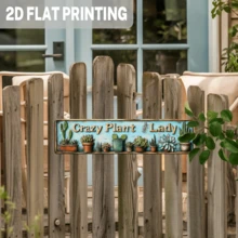 2D Flat, 1pc Countryside Style Crazy Plant Lady Metal Sign, Succulent Theme, Wall Decor, Suitable For Farmhouse, Kitchen, Garden, Porch Rustic Wall Decoration, Decorative Sign, Size 4x16 Inches, 2D Flat - Multicolor - View 6