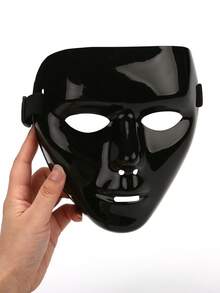 1pc Black Mysterious Full Face Mask, Suitable For Cosplay, Horror Party, Daily Use, Photo Props - Black - View 4