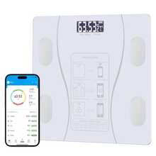 1 pieza Báscula de grasa corporal inteligente, báscula digital inalámbrica para baño con pantalla LED, báscula de peso corporal inteligente, báscula digital, alimentada por batería (pilas AAA no incluidas), analizador de composición corporal, báscula de IMC, aplicación para teléfono inteligente, adecuada para dormitorio, acondicionamiento físico, dispositivo de medición, báscula electrónica, para uso en el hogar, baño, dormitorio - Blanco - Ver 3