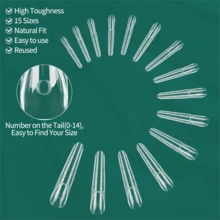 nailpop Long 5D Dual Form For Reverse French, Embeddable Ultra-Thin Seamless Pre-Cut Nail Forms With Gel Scoop, Magic Caps Zone French Square Nail Dual Form For Beginners & Pros Builder Nai Gel Acrylic Tools, 15 Sizes, 150Pcs/Box - Clear - View 5
