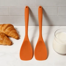 Muỗng trộn silicon, muỗng nấu ăn chịu nhiệt dẻo - Dụng cụ nhà bếp đa năng liền mạch dùng để trộn, múc, vét trong nồi chảo chống dính (Hồng/Cam, gói 2/4/6 cái) - Xem 8