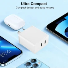 纯色墙式充电器 [AU] 双 TYPE-C 20W 充电器适配器，适用于澳大利亚家庭智能手机、平板电脑、手表、笔、笔记本等家用小家电，快速充电，阵亡将士纪念日夏季启动 - 查看 4