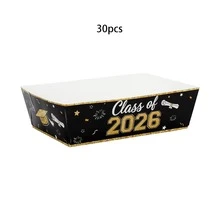 10pcs/20pcs/30pcs Class Of 2026 Graduation Paper Food Boxes Black Gold Glitter Grad Party Potato Chips Paper Boxes With Graduation Cap Pattern 4.7 X 3.1x 1.5Sin Containers For Nachos,Fries,Tacos,Graduation Party Decor Senior Celebration Supplies - Multicolor - View 7