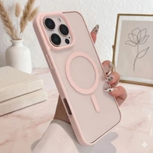 1 ốp lưng điện thoại màu hồng trong suốt, từ tính, bằng acrylic không ố vàng, mặt lưng cứng, vỏ mềm, viền TPU, lực hút mạnh, bảo vệ ống kính, chống sốc, tương thích với Apple 17Pro/17ProMax/Air/17/17E/16Pro/16ProMax/16Plus/16/16E và Galaxy S26Ultra/S26Plus/S26/S26Edge/S26Pro/S25Ultra/S25Plus/S25/S25Edge/S25FE/S24Ultra/S24Plus/S24/S23Ultra/S23Plus/S23/S22Ultra/S22 Plus/S22/S21Ultra/S21Plus/S21/S23FE/S20Ultra/S20Plus/S20/S20FE/A57/A37/A17/A07/A56/A36/A26/A55/A35/A25/A15/A24/A34/A14/A16/A06 - Hồng - Xem 3