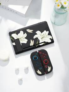 Funda protectora con estampado de flor de lirio blanco, bolsa de almacenamiento, apta para Switch2 (2025)/Switch OLED/Switch NS/Lite, accesorios de consola de juegos de nueva generación Switch 2, funda protectora de batería extendida, mejor regalo para jugadores de SWITCH - Multicolor - Ver 2